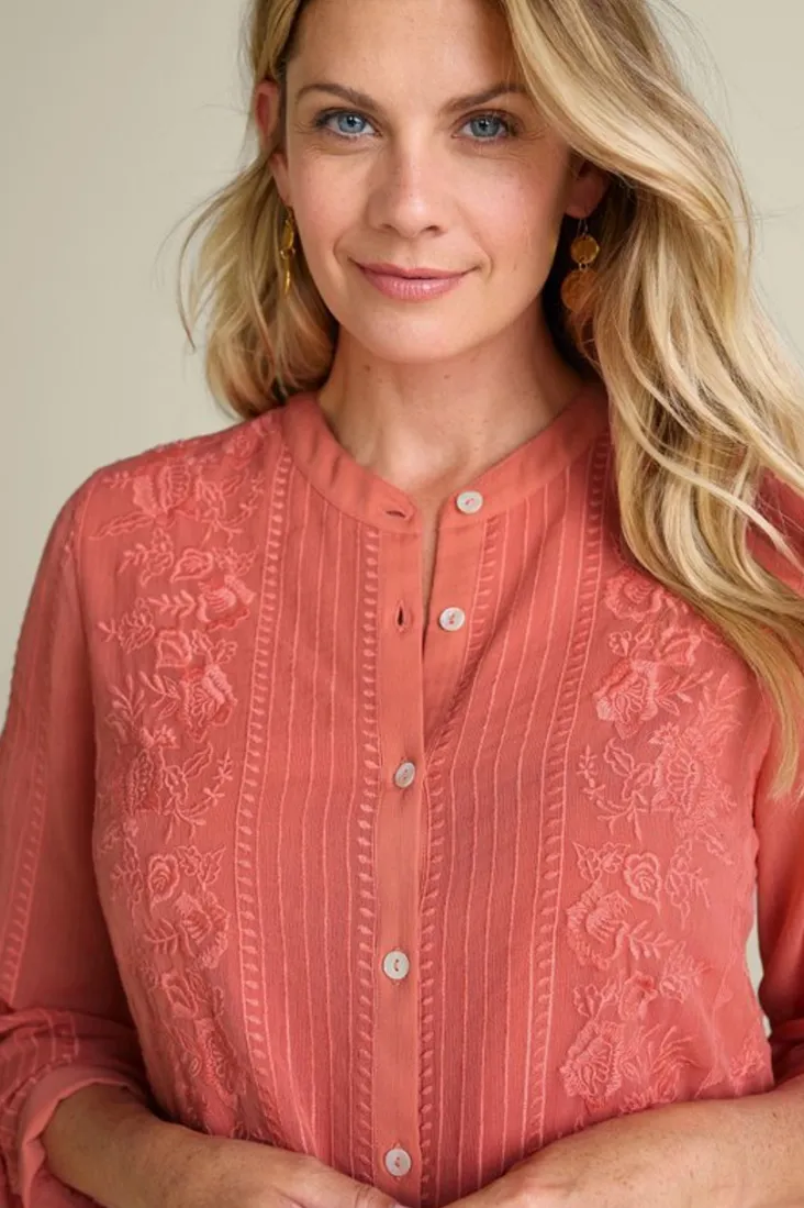 serafine_embroidered_tunic_5.webp Sale Soft Surroundings Serafine Embroidered Tunic ApricotBrandy