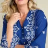 Best Soft Surroundings Shona Embroidered Top SodaliteBlue