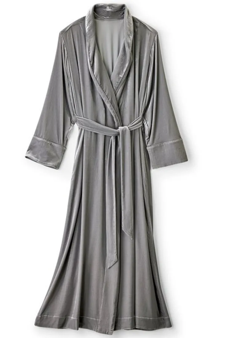 Discount Soft Surroundings Silk Velvet Robe PlatinumGrey
