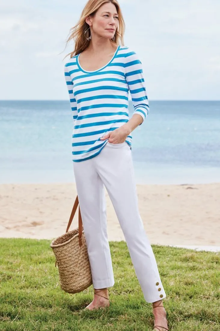 soft_essential_supima__sleeve_tee_2.webp Sale Soft Surroundings Soft Essential Supima 3/4 Sleeve Tee