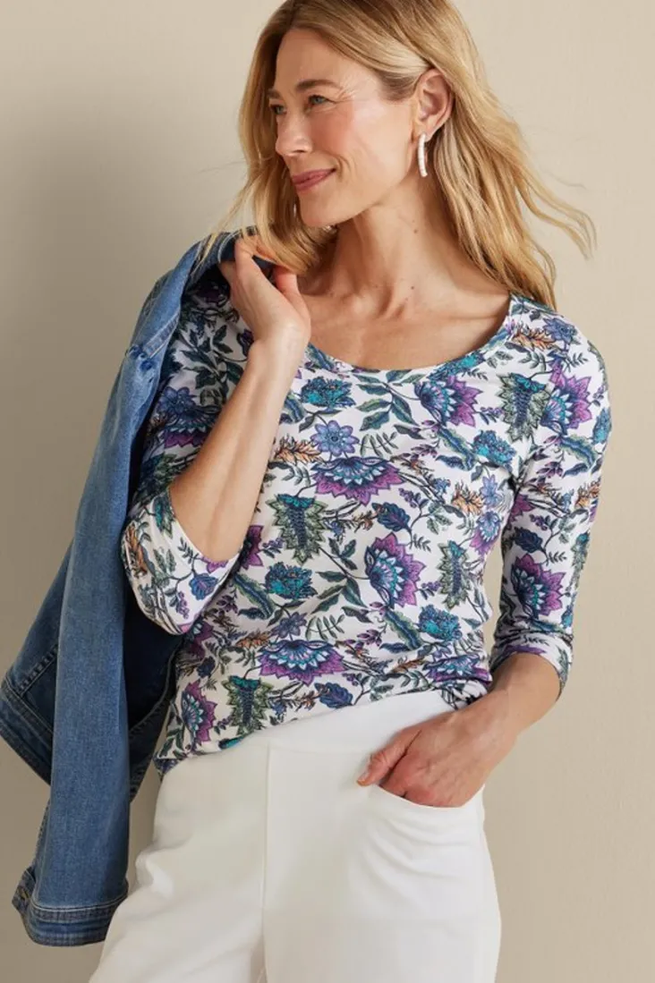soft_essential_supima__sleeve_tee_32.webp Sale Soft Surroundings Soft Essential Supima 3/4 Sleeve Tee