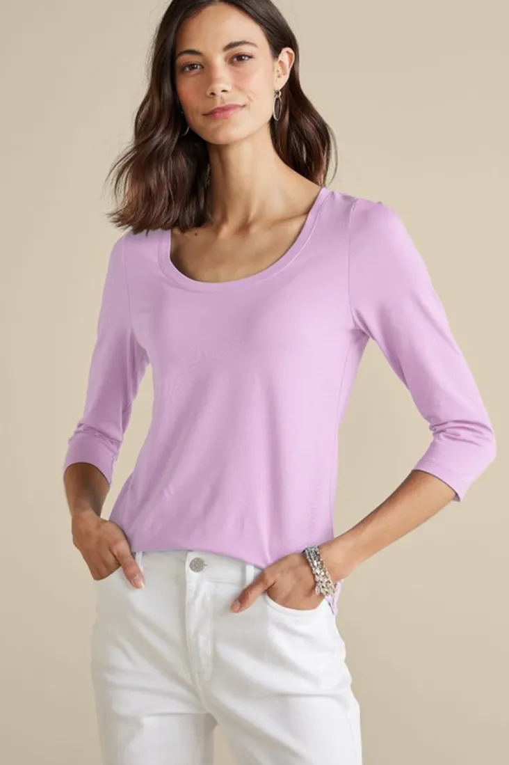 soft_essential_supima__sleeve_tee_33.webp Sale Soft Surroundings Soft Essential Supima 3/4 Sleeve Tee