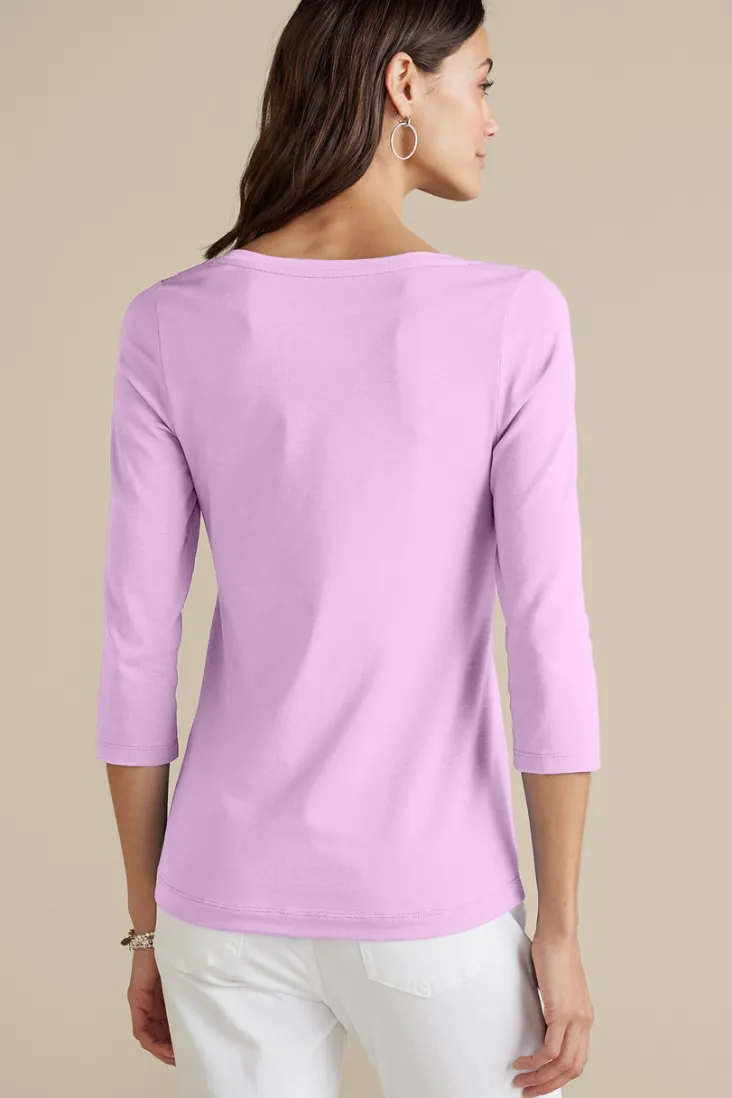 soft_essential_supima__sleeve_tee_34.webp Sale Soft Surroundings Soft Essential Supima 3/4 Sleeve Tee