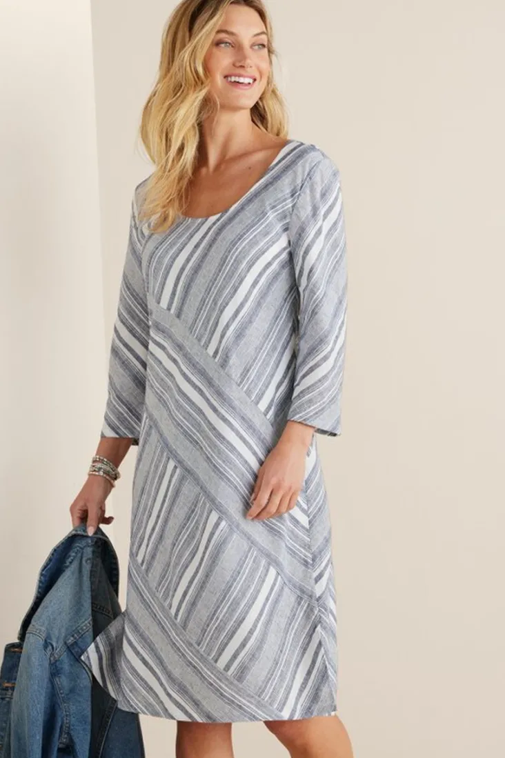 Shop Soft Surroundings Sonya Linen Dress White/Blue