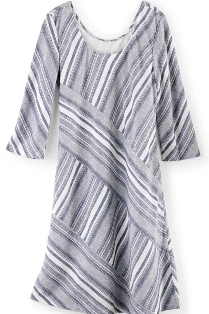 sonya_linen_dress_1.webp Shop Soft Surroundings Sonya Linen Dress White/Blue