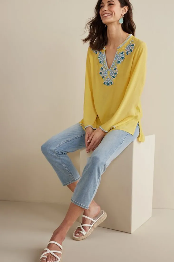 soraya_embellished_tunic_6.webp Shop Soft Surroundings Soraya Embellished Tunic Sunstruck