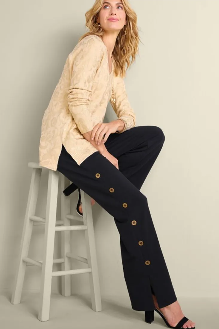 Fashion Soft Surroundings Sorrento French Terry Wide Leg Pants Black
