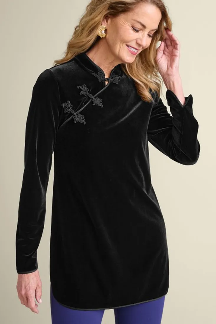 Fashion Soft Surroundings Tai Velvet Tunic Black