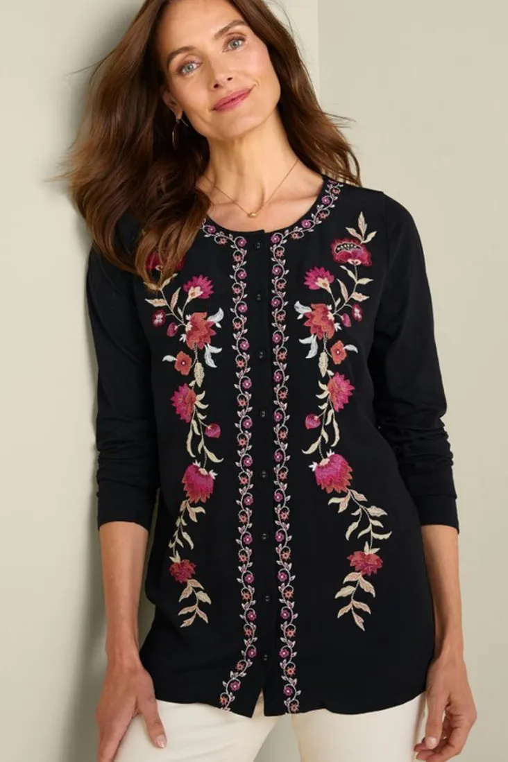 Best Soft Surroundings Talulla Embroidered Tunic BlackBeauty