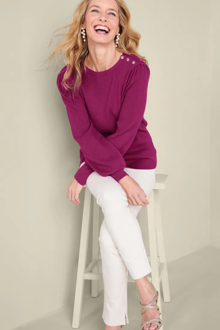 tyla_button_shoulder_sweater_8.webp Best Sale Soft Surroundings Tyla Button Shoulder Sweater