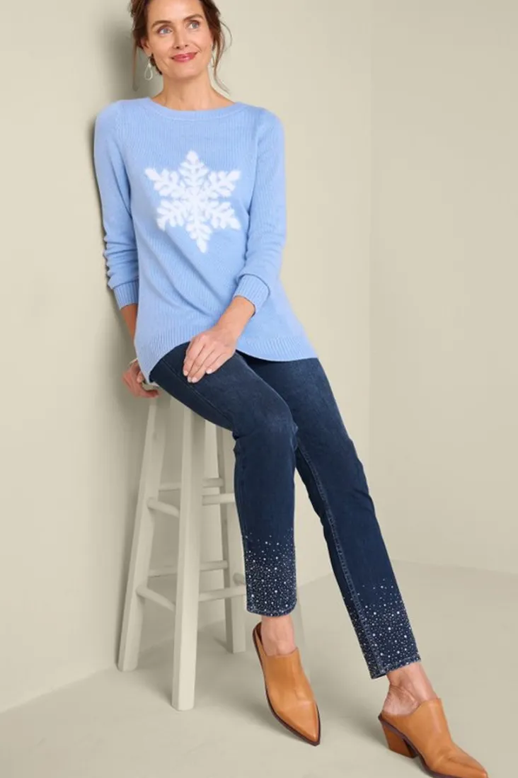 Flash Sale Soft Surroundings Ultimate Denim Crystal Pull-On Slim Leg Jeans RiverWash