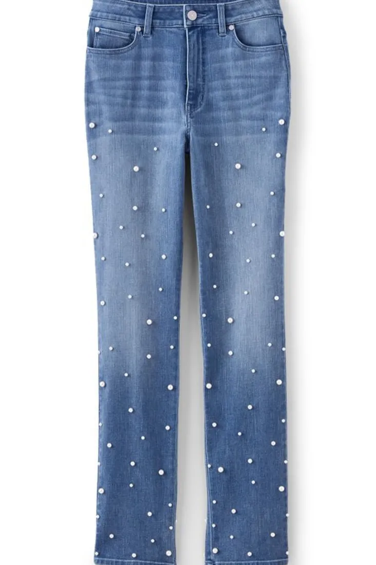 Online Soft Surroundings Ultimate Denim Pearl Straight Leg Jeans IcyBlueWash