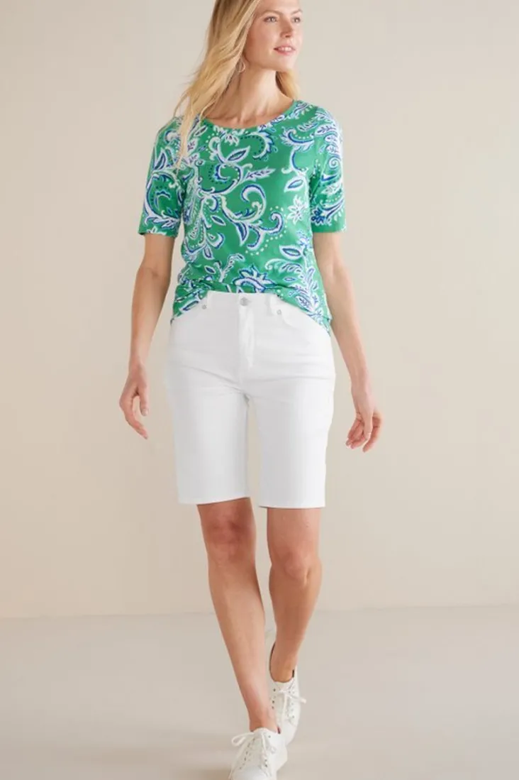 Shop Soft Surroundings Ultimate Denim Slim Leg Shorts TidalBlueWash