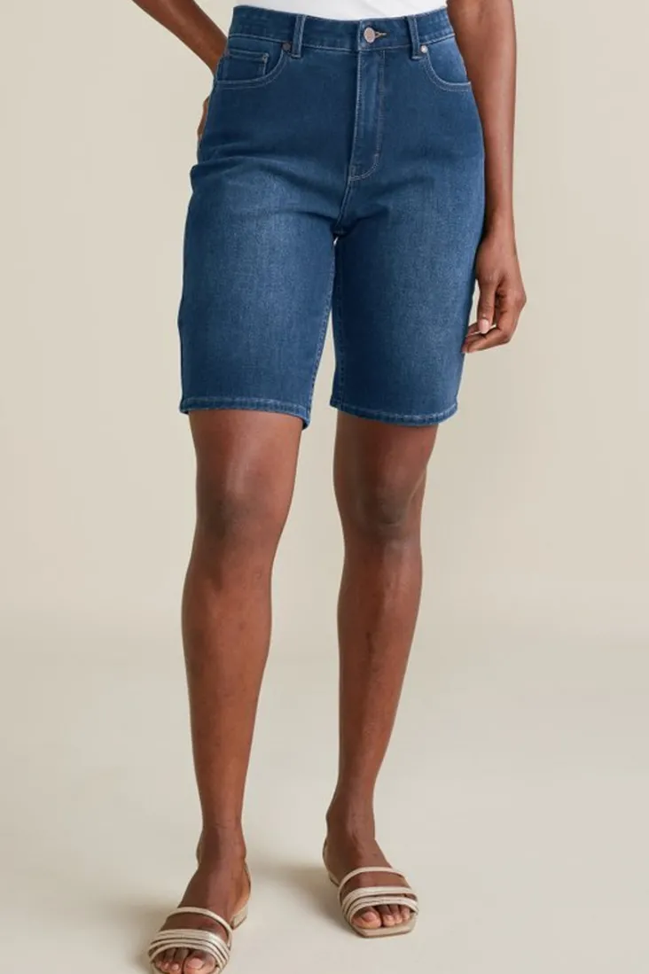 ultimate_denim_slim_leg_shorts_8.webp Shop Soft Surroundings Ultimate Denim Slim Leg Shorts TidalBlueWash