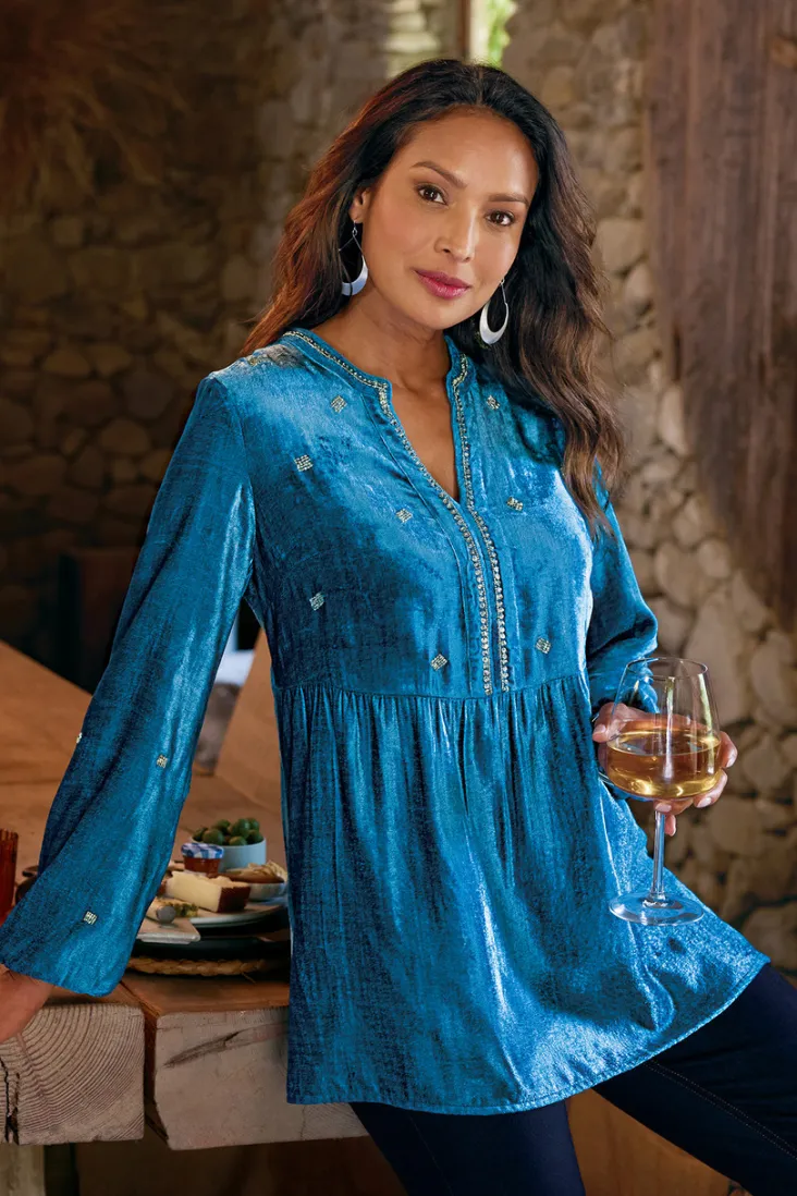 verna_embellished_velvet_tunic_4.webp Discount Soft Surroundings Verna Embellished Velvet Tunic BlueSapphire