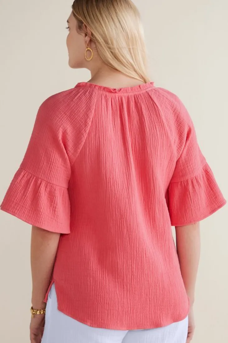 vinka_gauze_pullover_12.webp Shop Soft Surroundings Vinka Gauze Pullover SunkistCoral