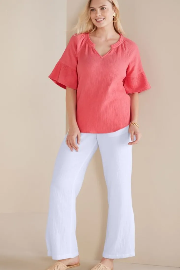 vinka_gauze_pullover_3.webp Shop Soft Surroundings Vinka Gauze Pullover SunkistCoral