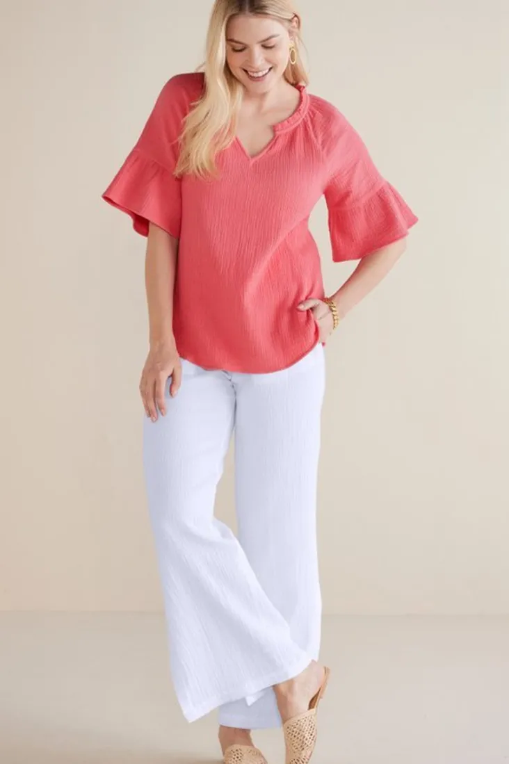 vinka_gauze_pullover_7.webp Shop Soft Surroundings Vinka Gauze Pullover SunkistCoral