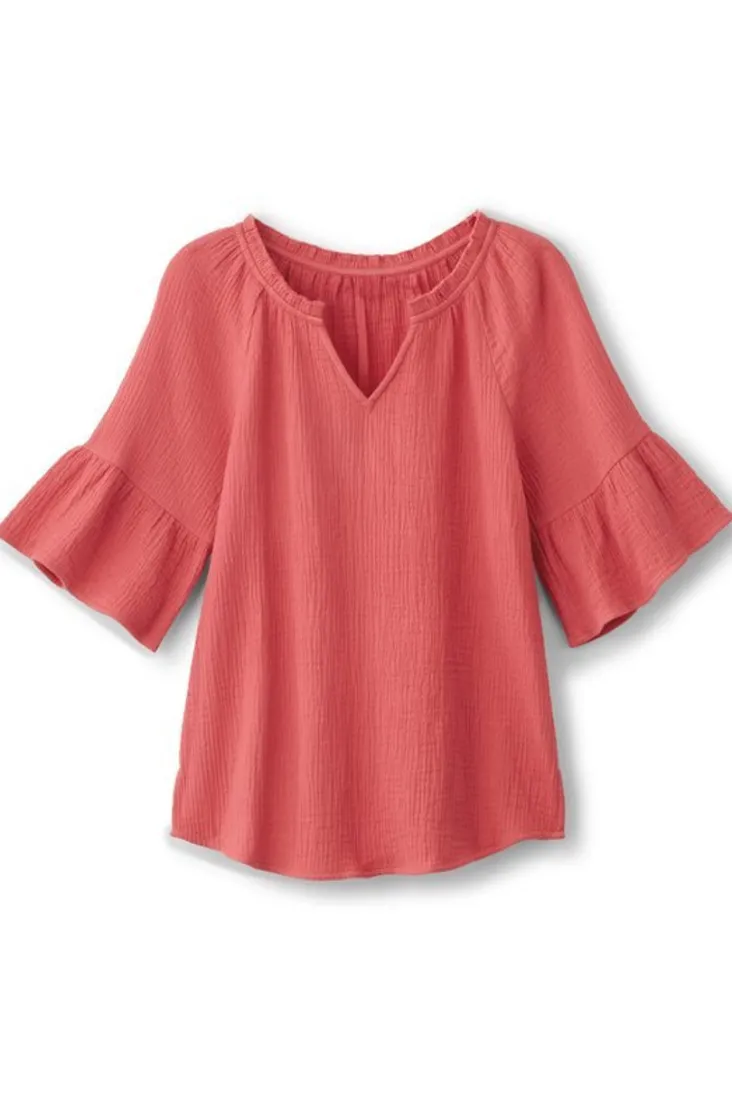 vinka_gauze_pullover_9.webp Shop Soft Surroundings Vinka Gauze Pullover SunkistCoral