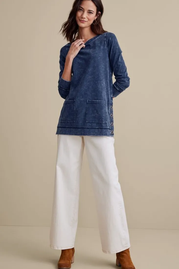 washed_make_it_snappy_pullover_2.webp Best Soft Surroundings Washed Make It Snappy Pullover DenimBlue