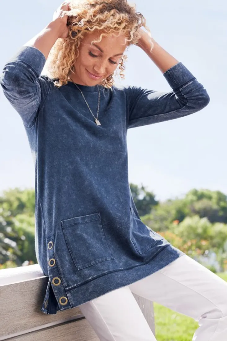 washed_make_it_snappy_pullover_4.webp Best Soft Surroundings Washed Make It Snappy Pullover DenimBlue