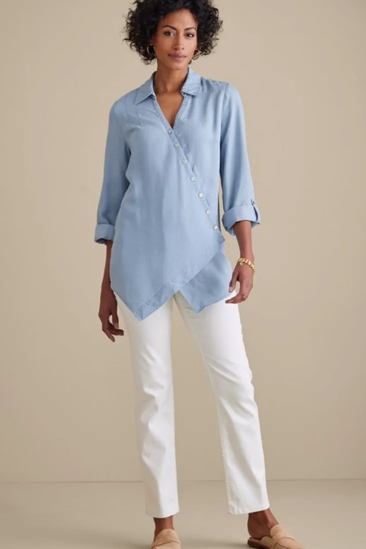 washed_tencel_tunic_8.webp Best Sale Soft Surroundings Washed Tencel™ Tunic LightWashDenim