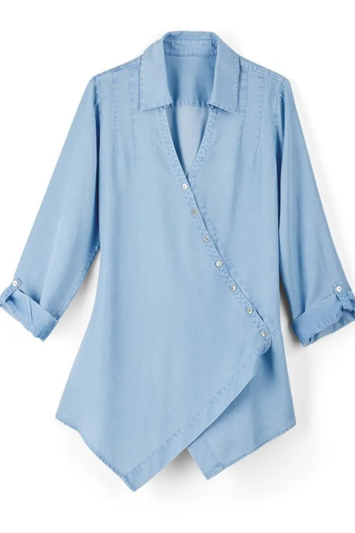 washed_tencel_tunic_92.webp Best Sale Soft Surroundings Washed Tencel™ Tunic LightWashDenim