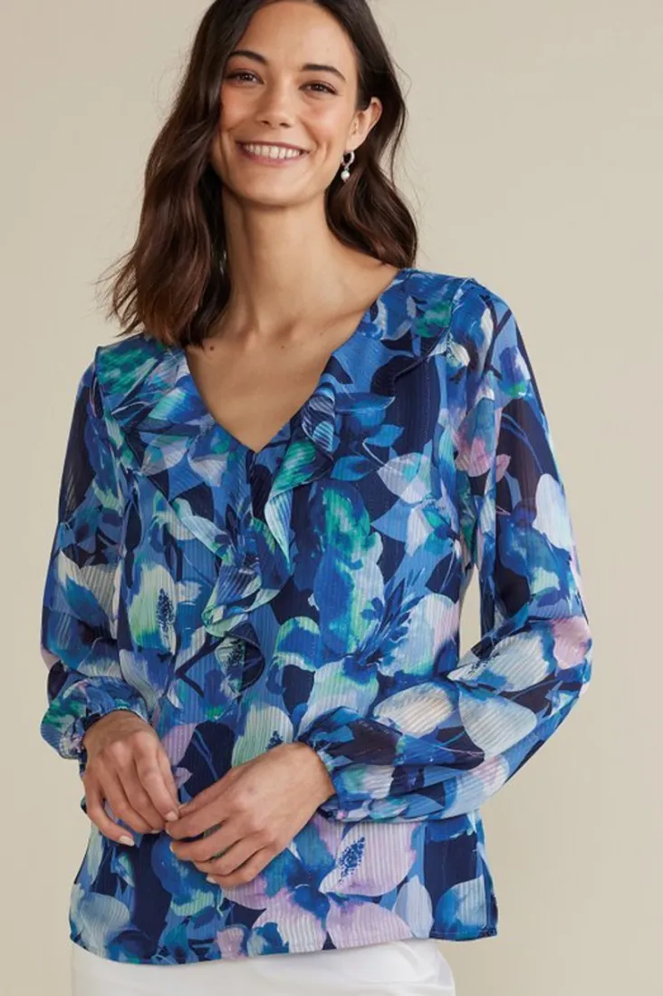 xenia_ruffle_top_6.webp Sale Soft Surroundings Xenia Ruffle Top PurpleFloral