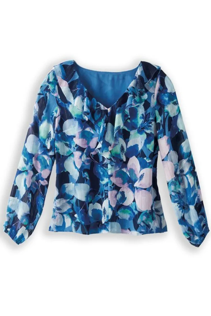 xenia_ruffle_top_7.webp Sale Soft Surroundings Xenia Ruffle Top PurpleFloral