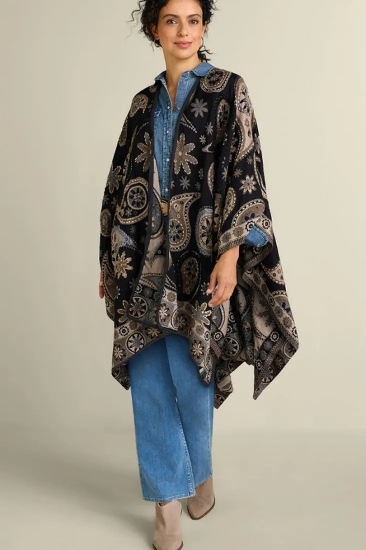 Best Soft Surroundings Yasmin Embroidered Wrap BlackMulti